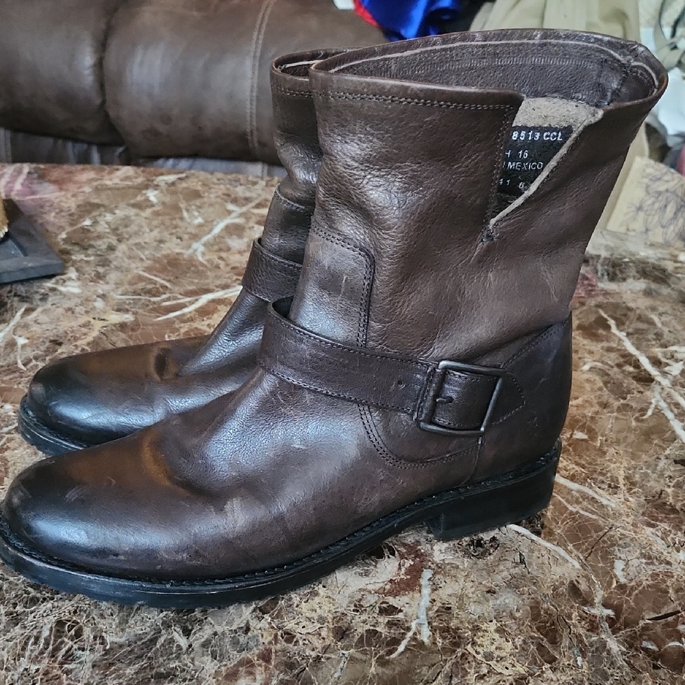 Frye Dark Brown Leather Ankle Boots